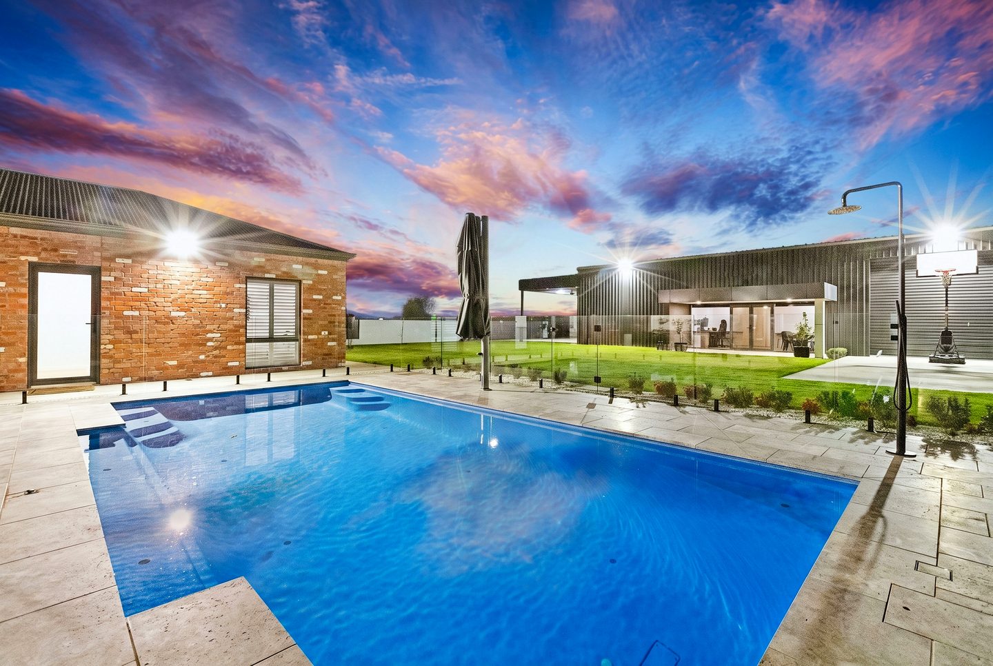The pool looking towards the shed