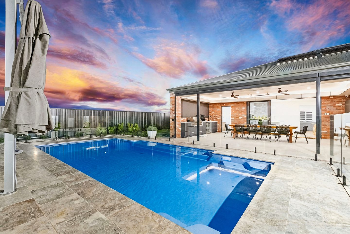 The heated pool beside the alfresco