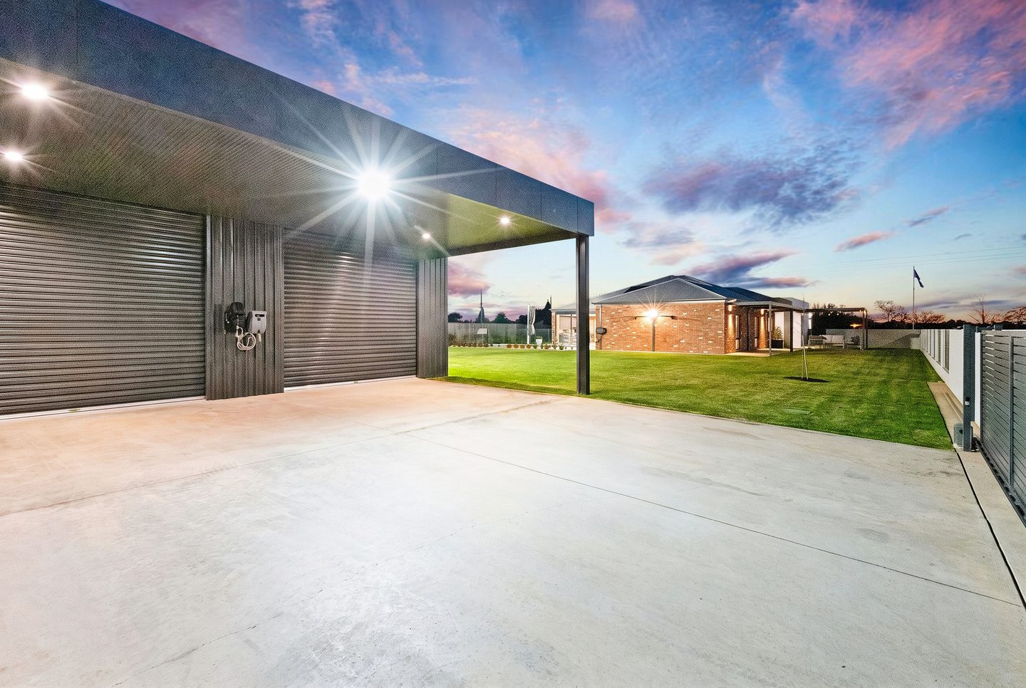 Shed access and covered parking area