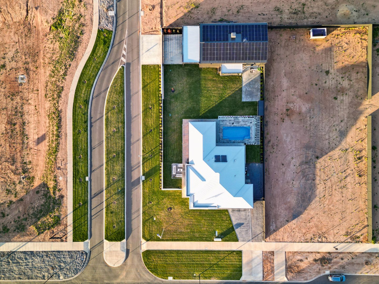 The property and adjoining streets from above
