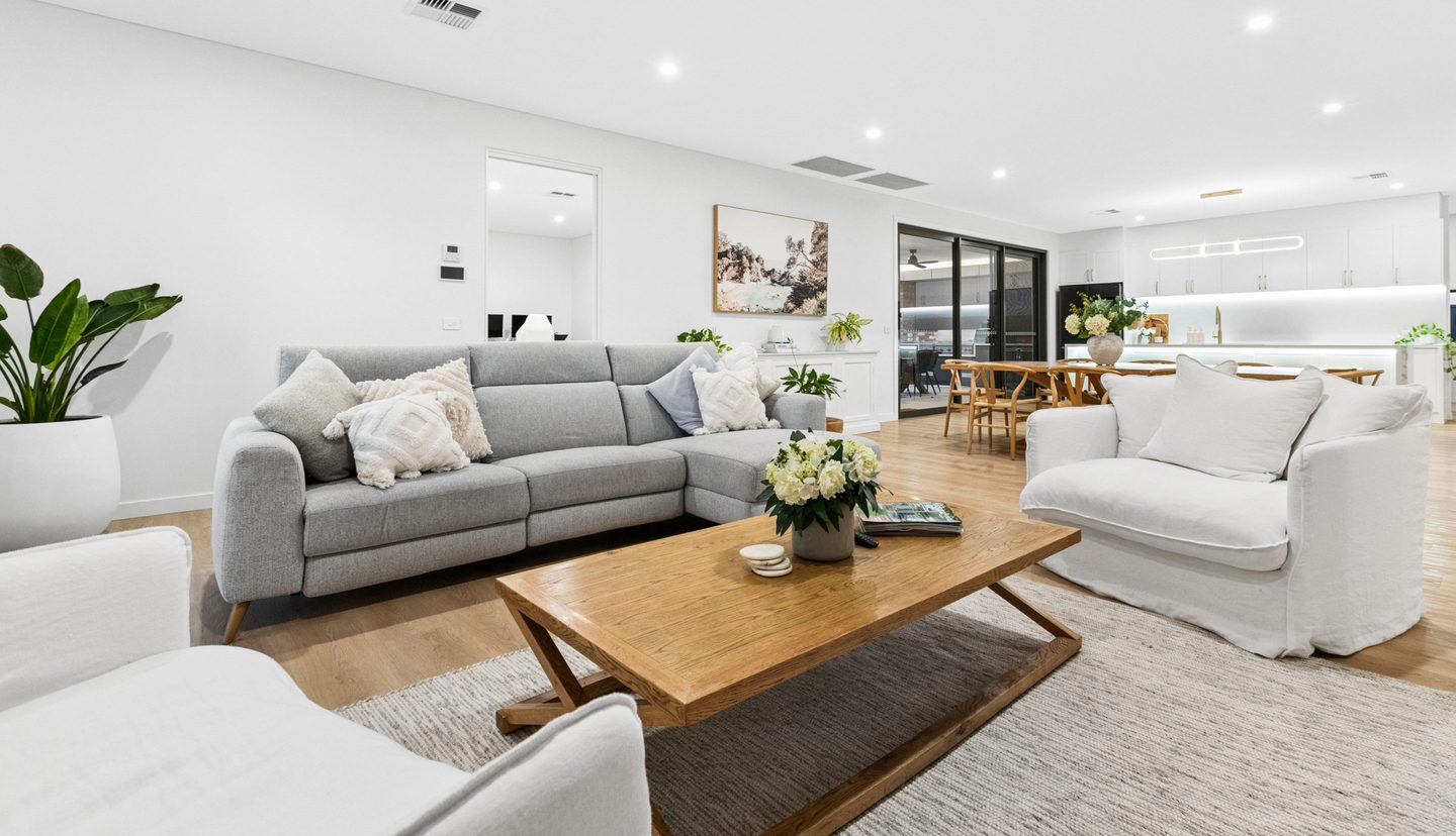 A broad view of the open-plan living space